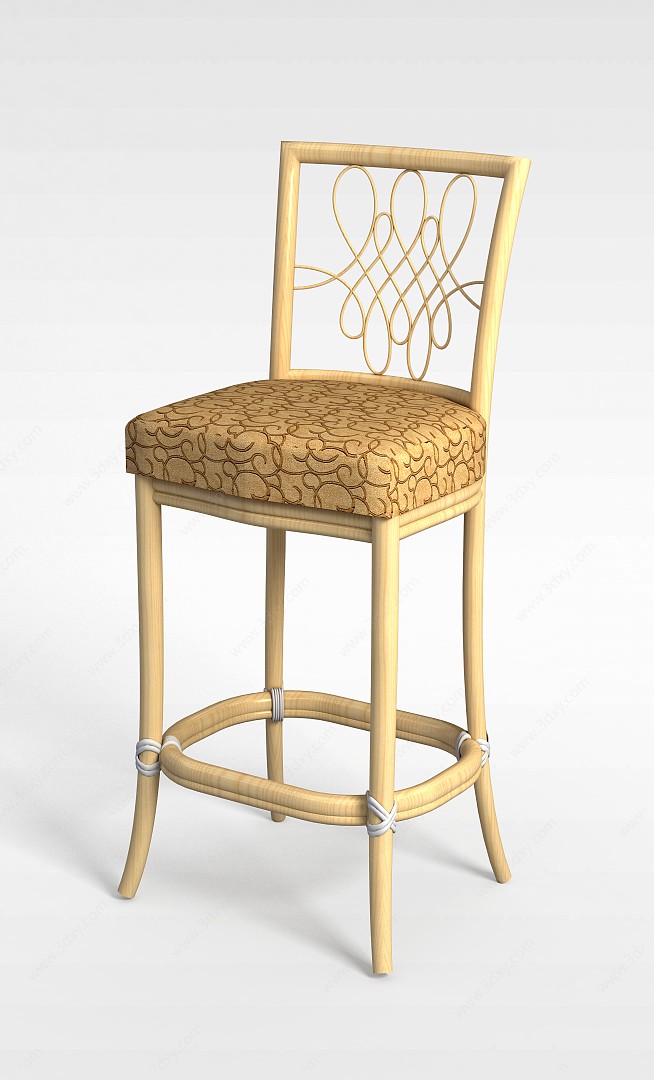 实木吧台椅3D模型