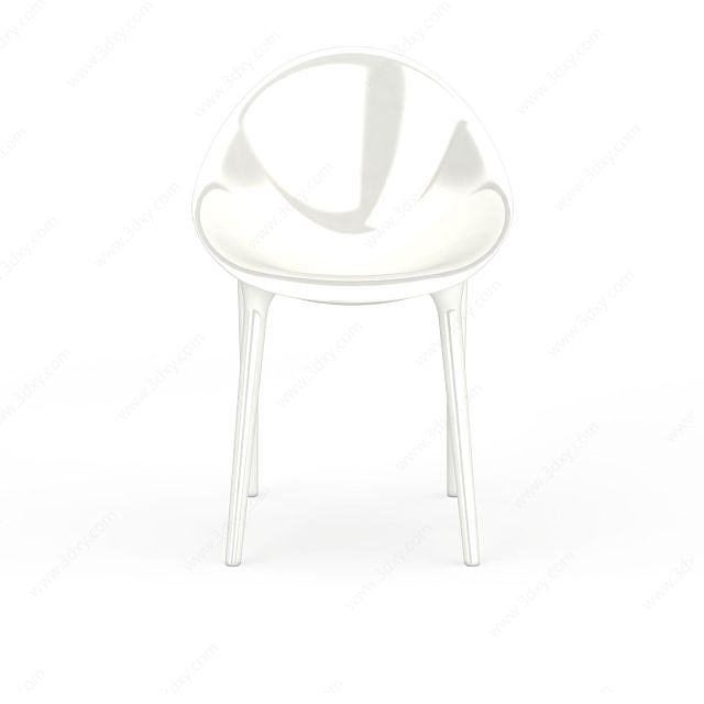 现代白色单人椅靠背椅3D模型
