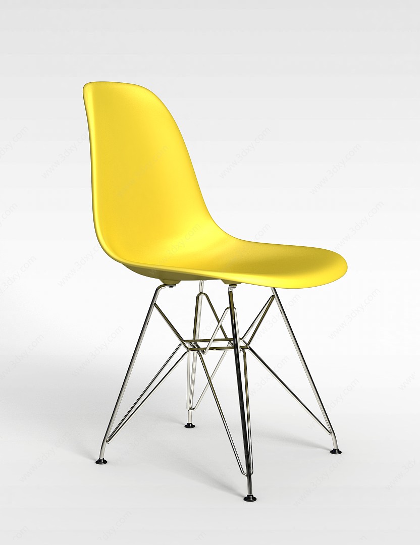 黄色曲面椅子3D模型