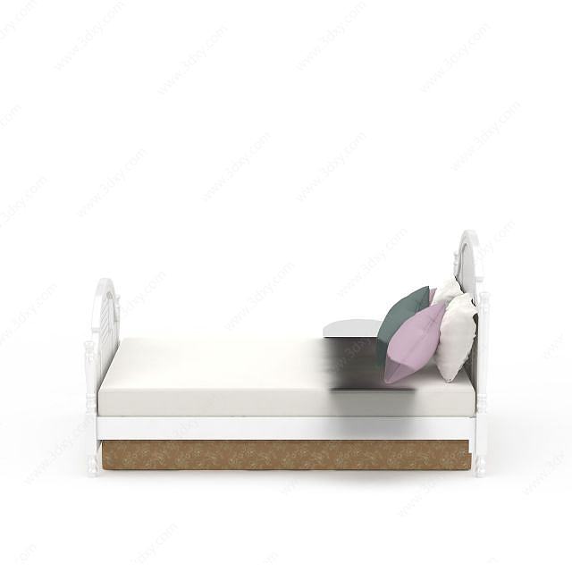现代木板单人床3D模型