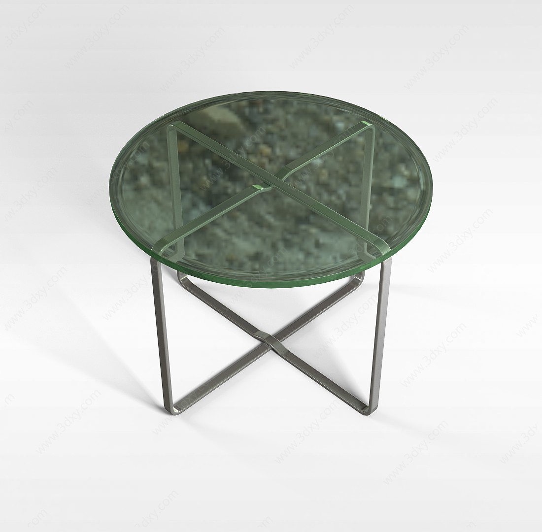 简约圆形玻璃桌子3D模型