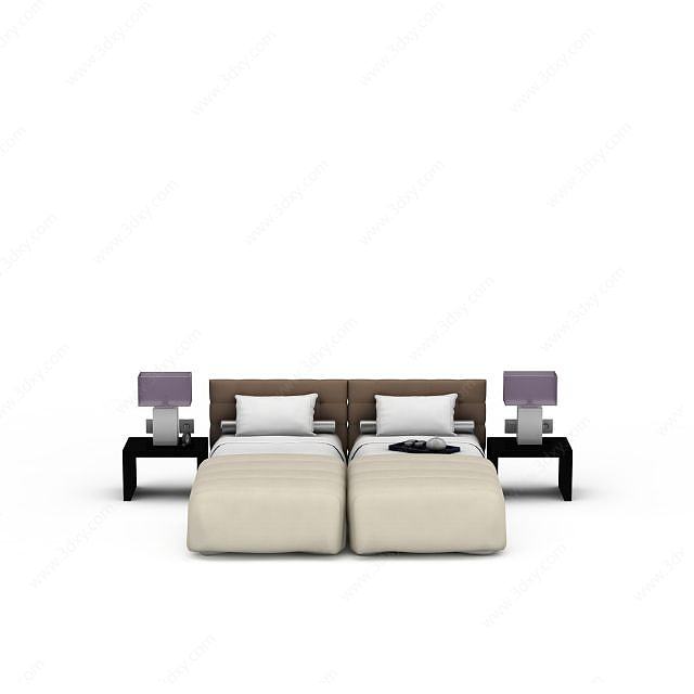 现代简约风格单人床3D模型