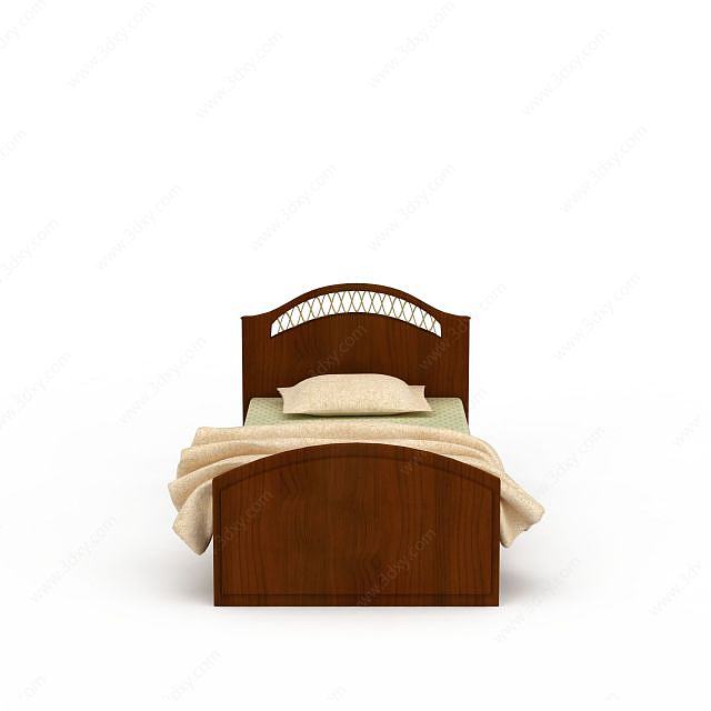 现代单人床3D模型