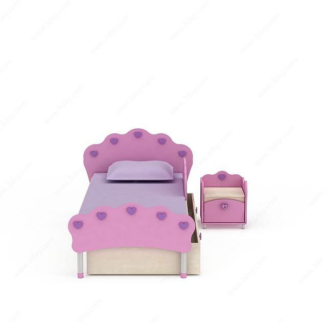 紫色儿童床3D模型
