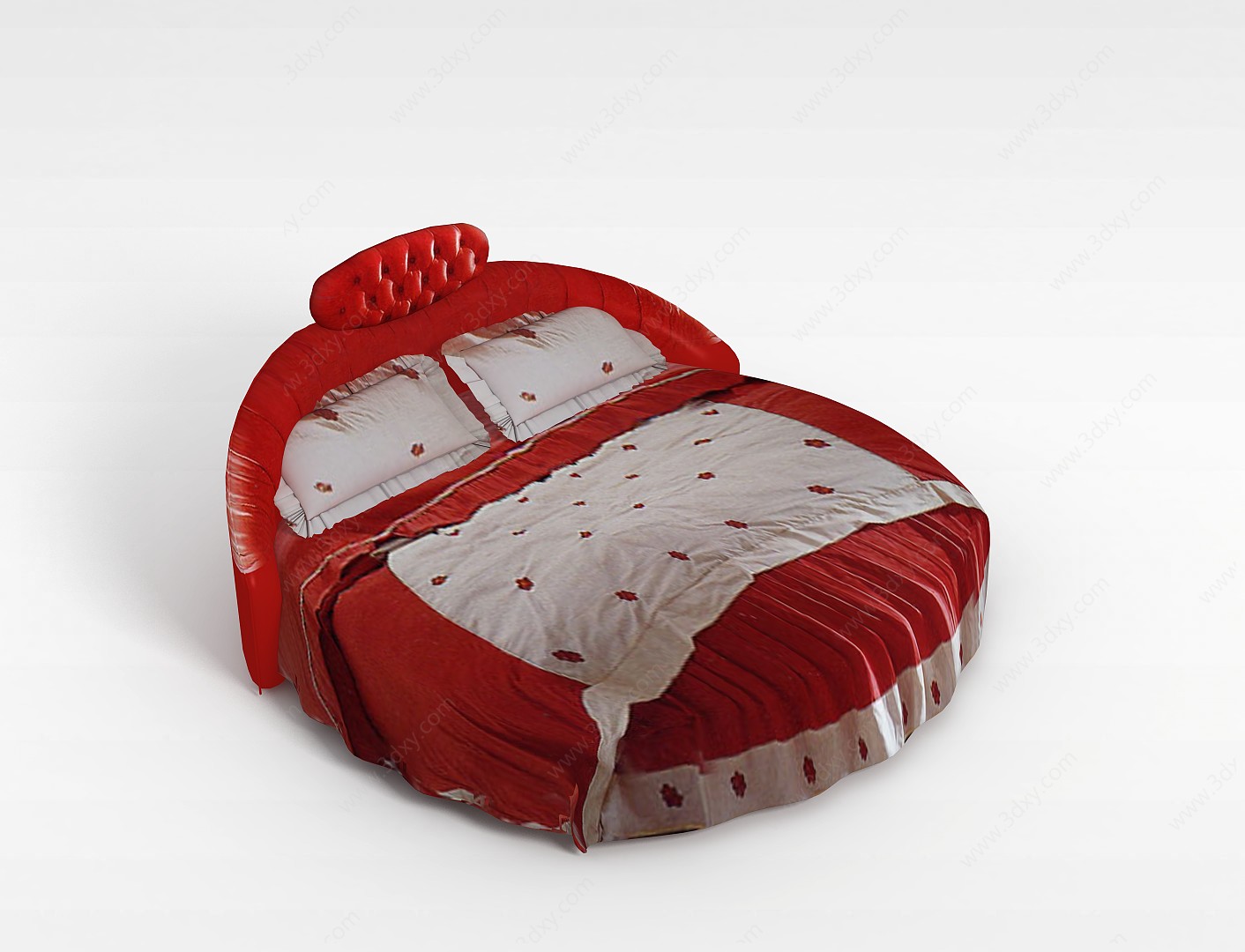 红色圆床3D模型