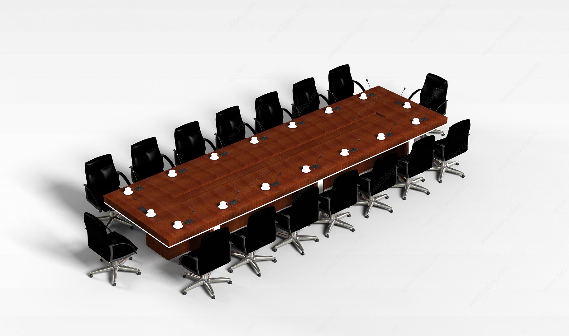 高档会议桌椅组合3D模型