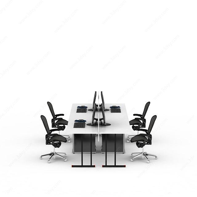办公室电脑桌椅组合3D模型