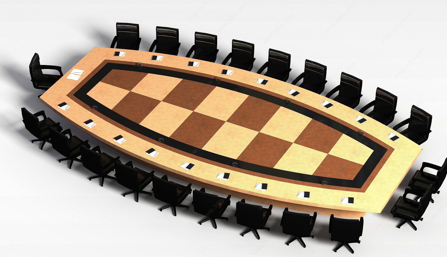 现代风格会议桌椅组合3D模型