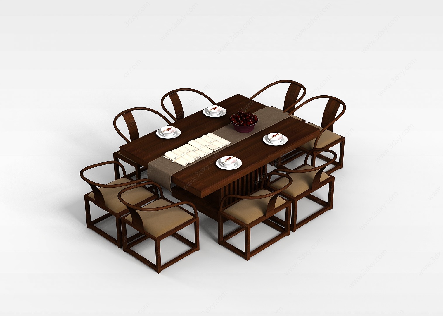 古典式餐桌3D模型