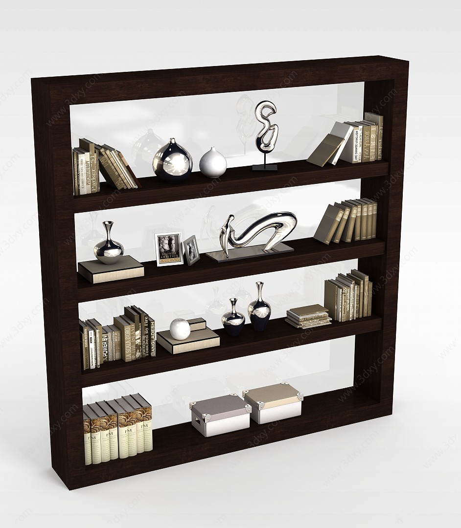 现代简约书柜3D模型