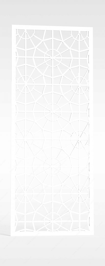 现代木质白色镂空隔断3D模型