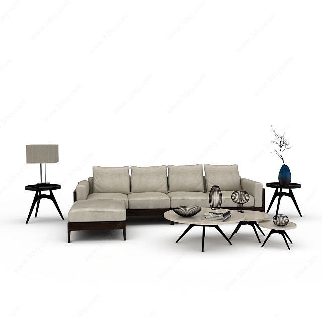 现代客厅沙发家具组合3D模型
