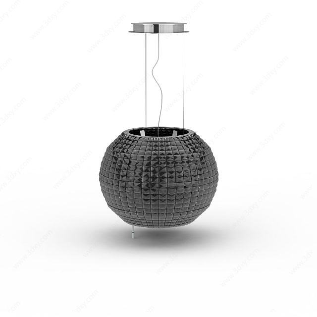 餐厅黑色球形吊灯3D模型