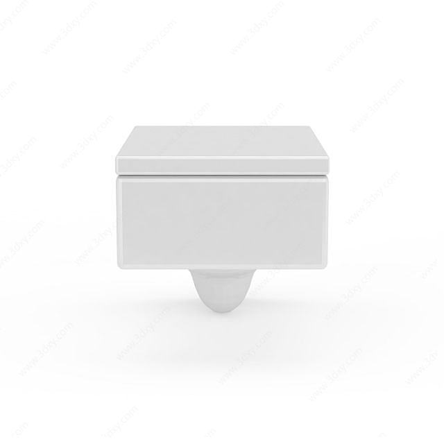 白色陶瓷方形马桶3D模型
