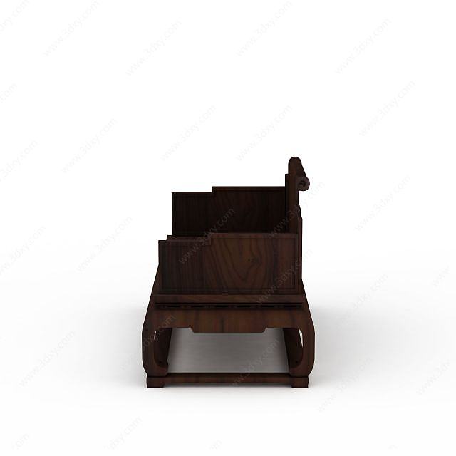 实木双人椅子3D模型