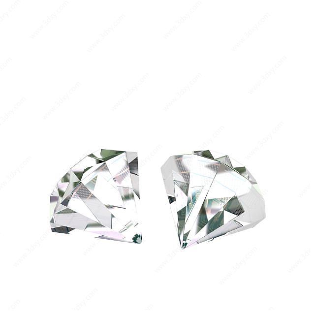 无色透明钻石3D模型
