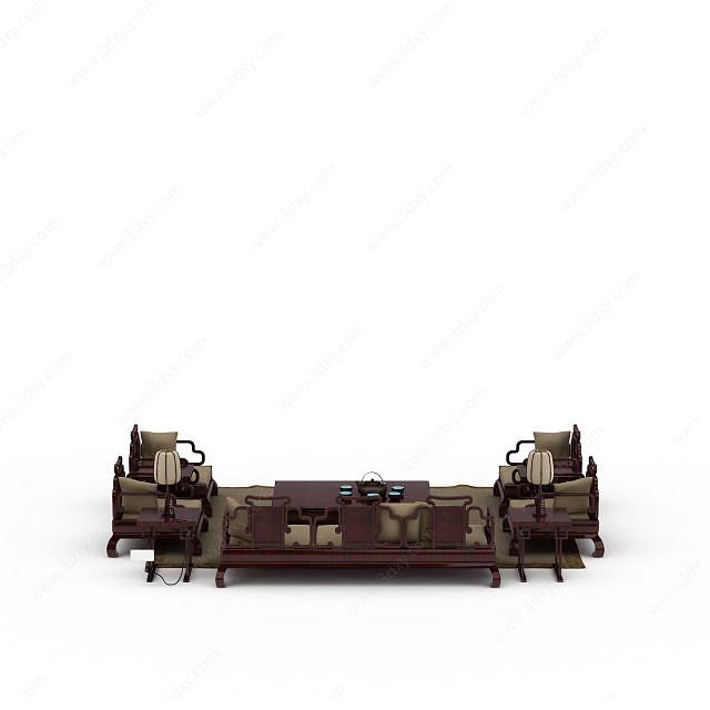 中式风格沙发组合3D模型
