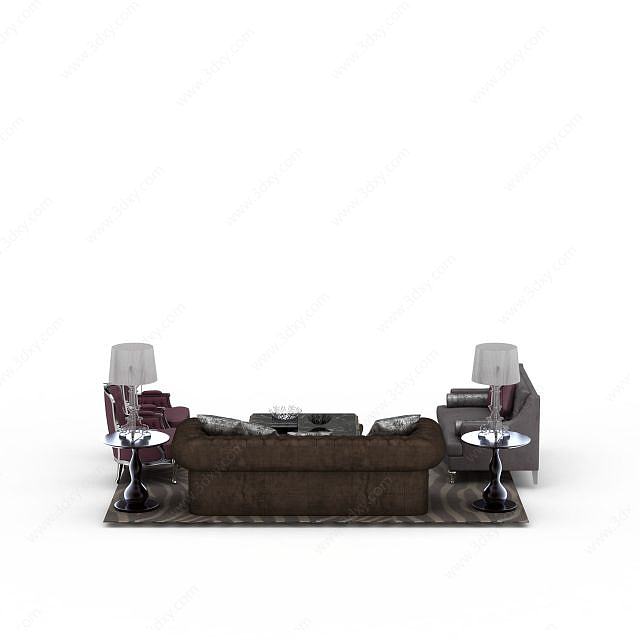 现代简约风格沙发组合3D模型