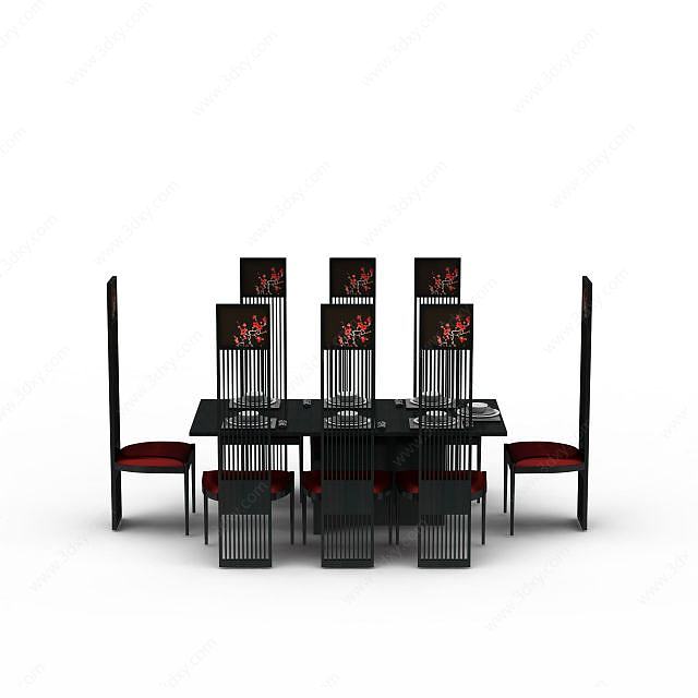 高档餐厅桌椅组合3D模型