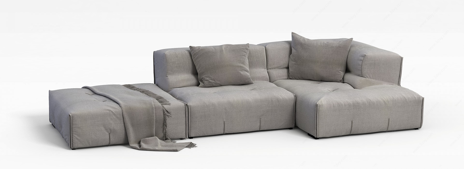 现代布艺沙发组合3D模型