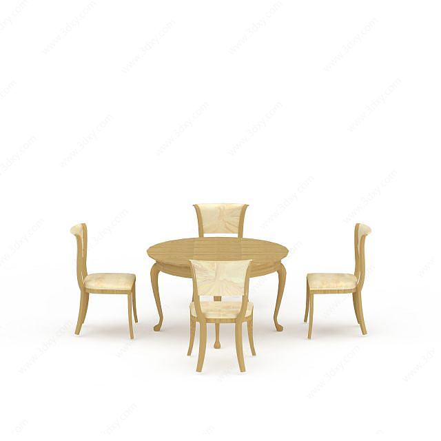 餐厅实木桌椅组合3D模型