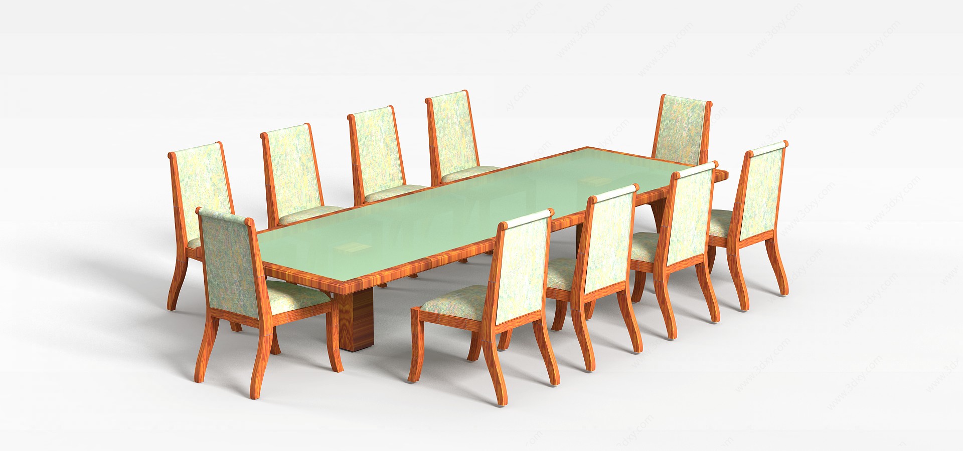 家庭多人长餐桌3D模型