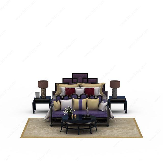 休闲沙发茶几组合3D模型