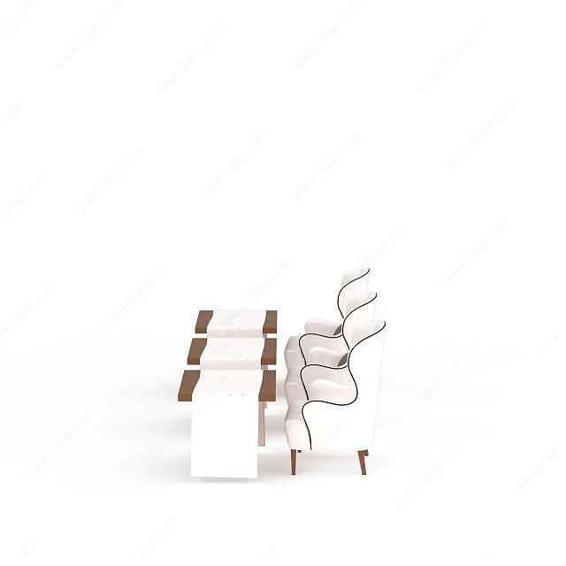 现代简约风格桌椅组合3D模型