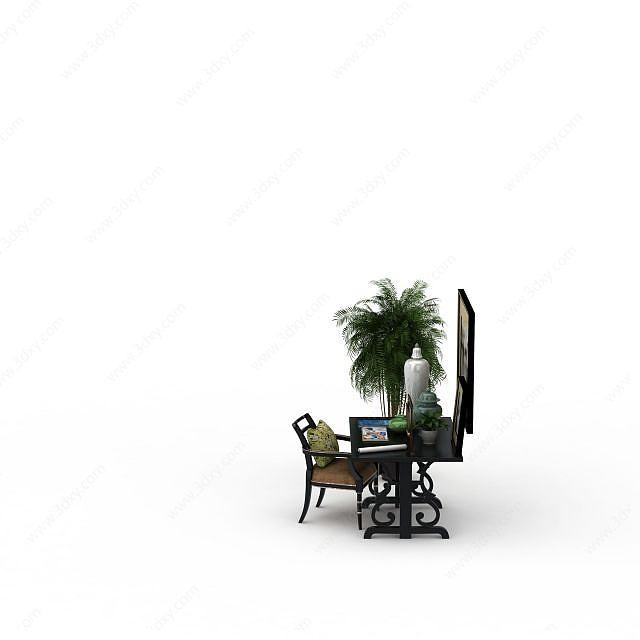 客厅休闲桌椅组合3D模型