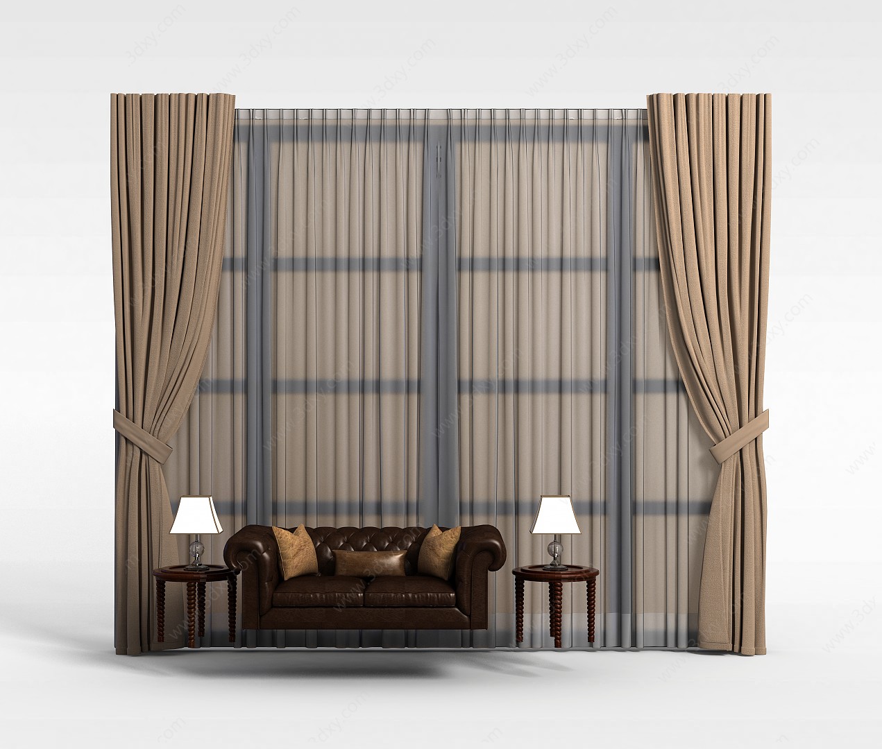 客厅窗帘3D模型