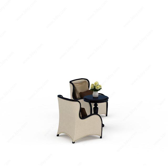 中式风格桌椅组合3D模型