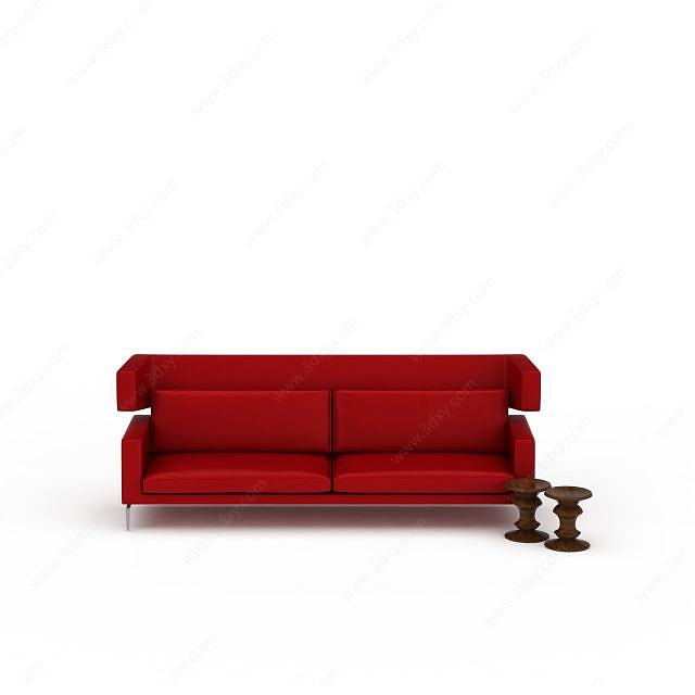 红色双人沙发3D模型