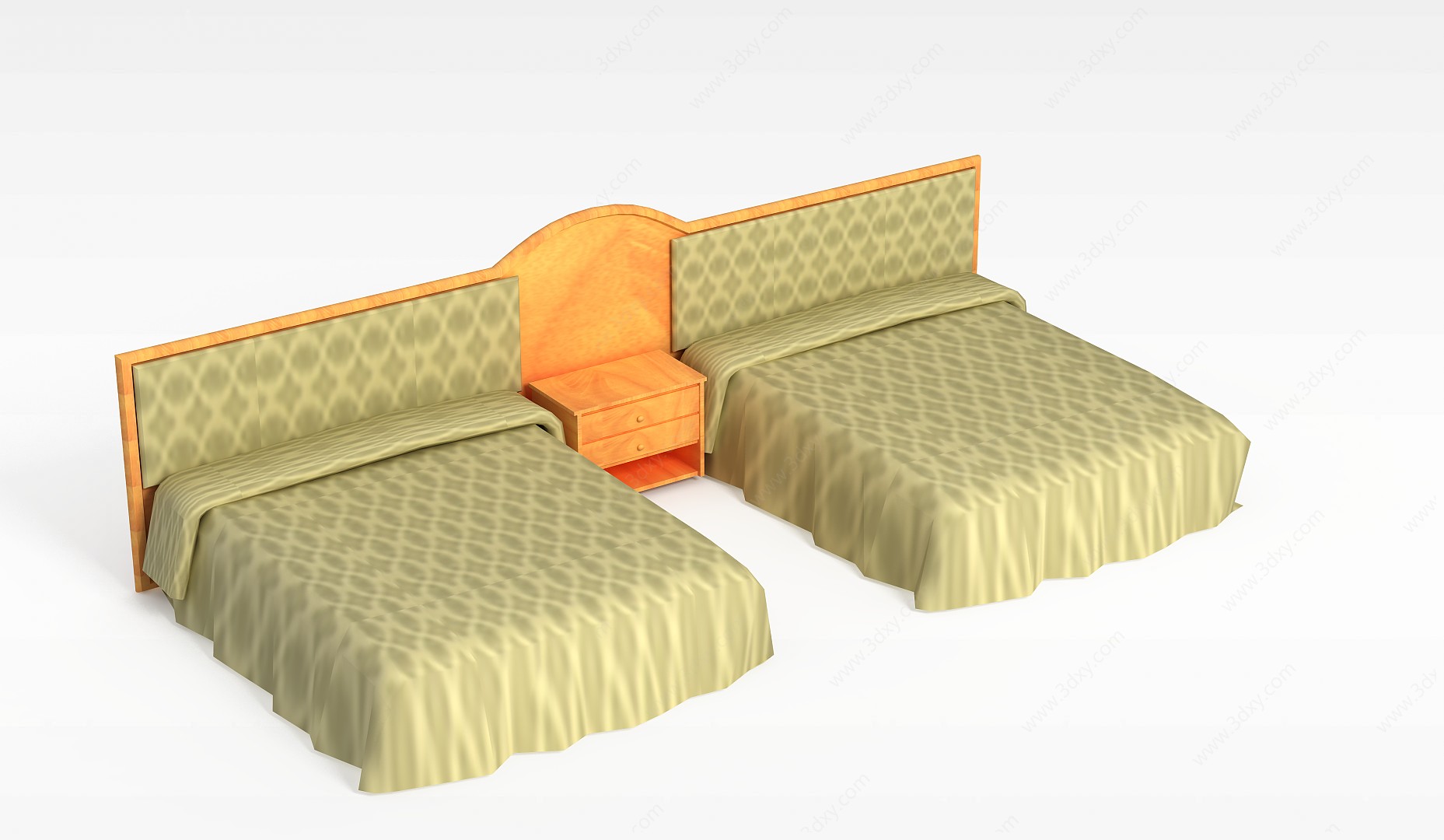 酒店双排单人床3D模型