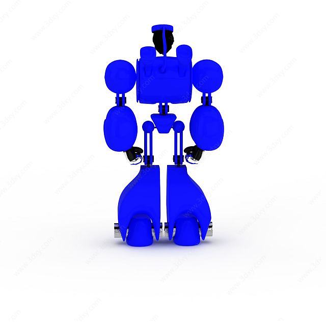 儿童玩具蓝色机器人3D模型