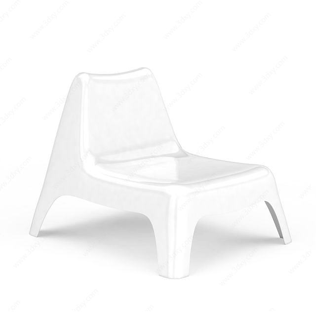 白色塑料儿童椅子3D模型