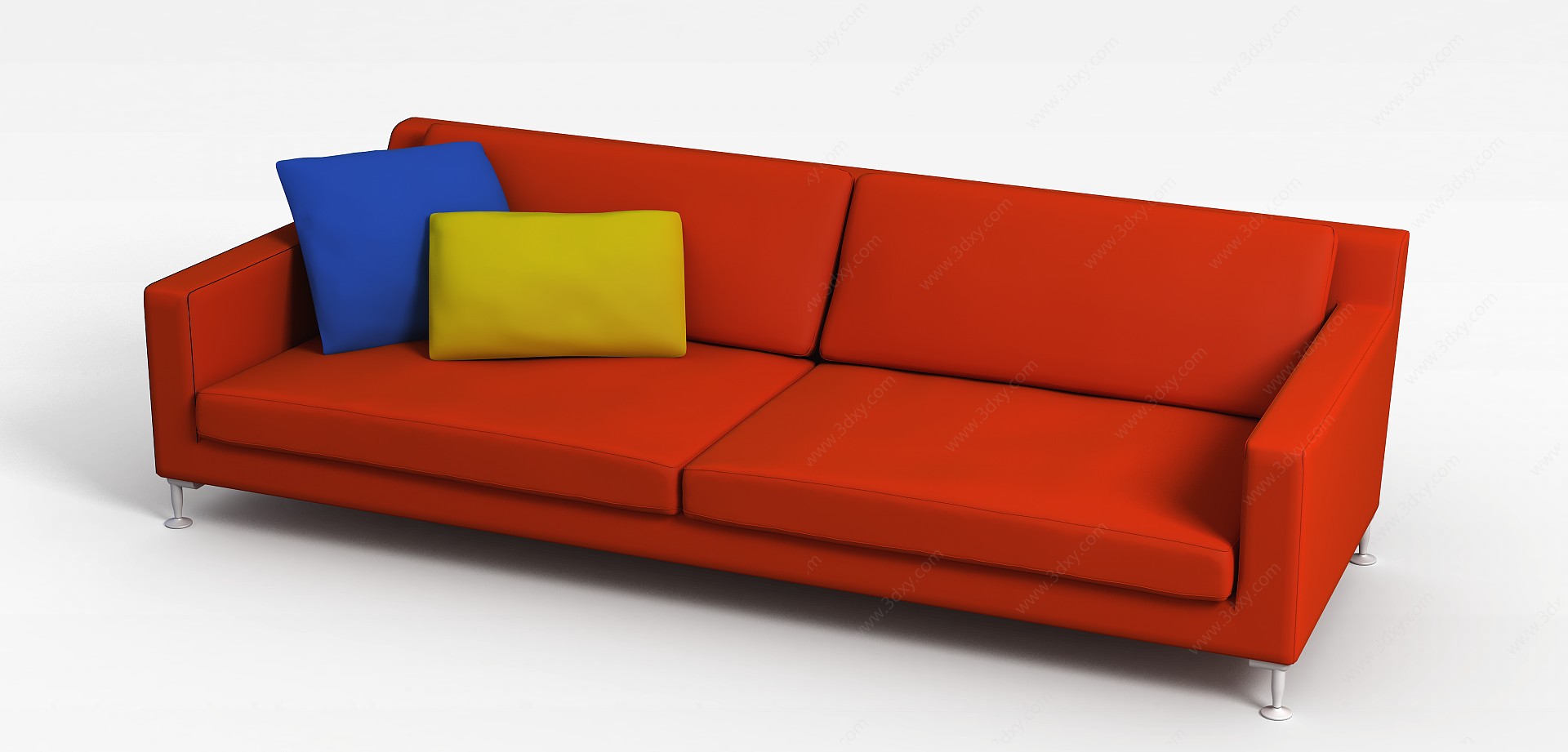 红色双人床3D模型