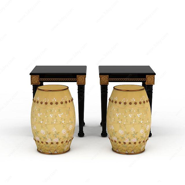 中式家具桌凳3D模型