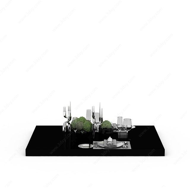 西餐餐桌餐具3D模型