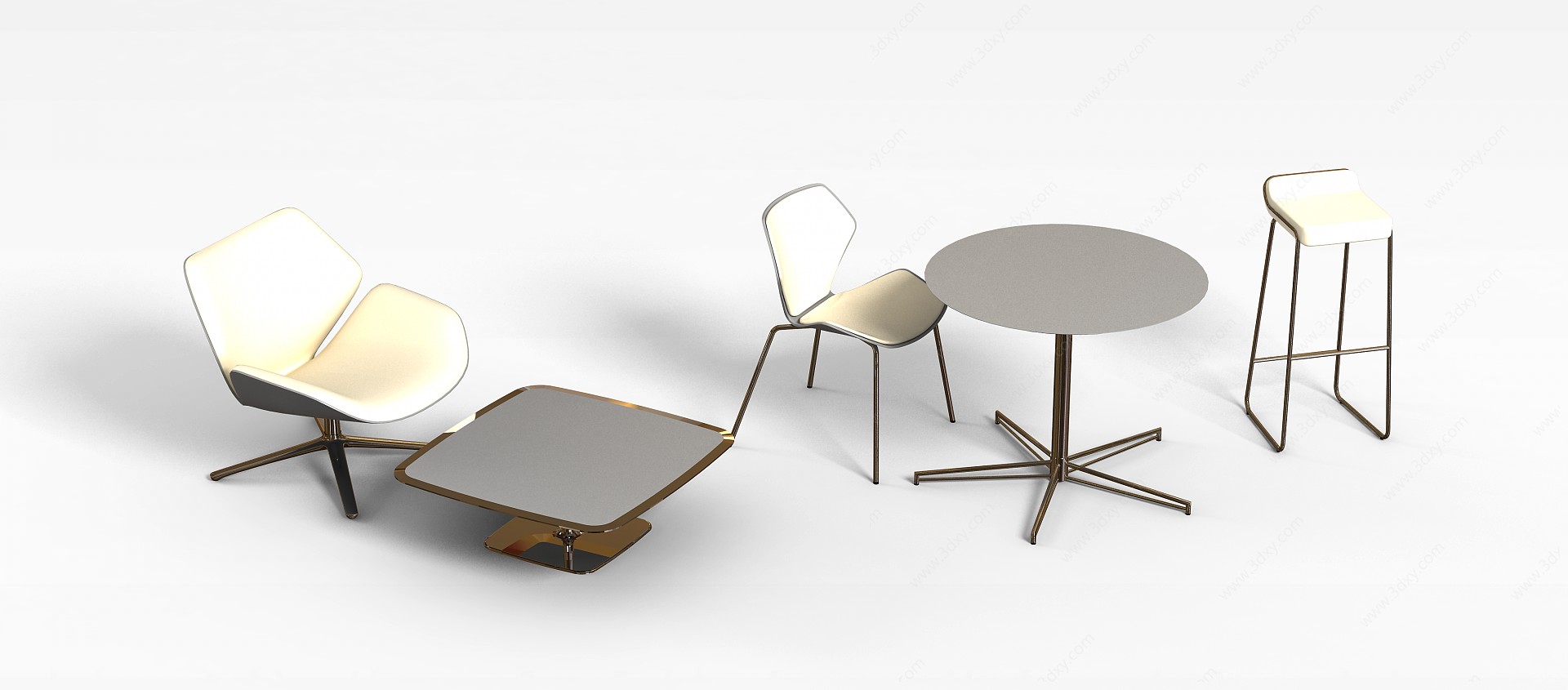 现代风格桌椅组合3D模型