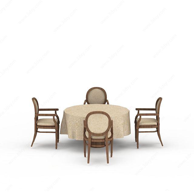简约餐桌餐椅3D模型