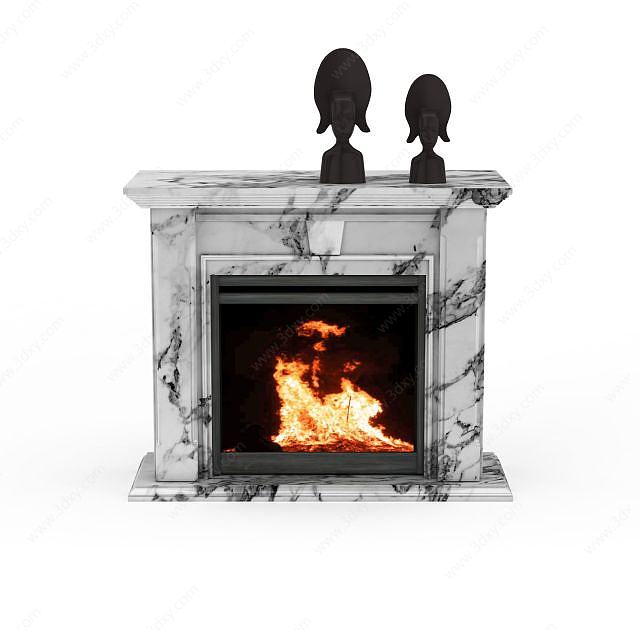 室内真火壁炉3D模型
