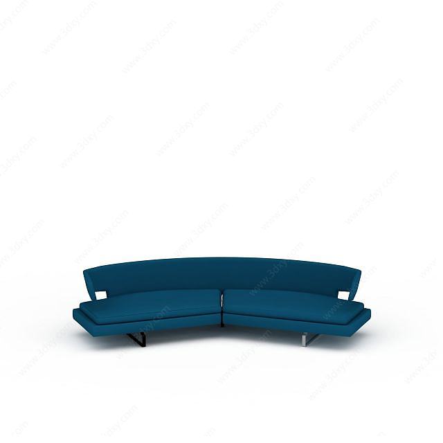 蓝色弧形沙发3D模型