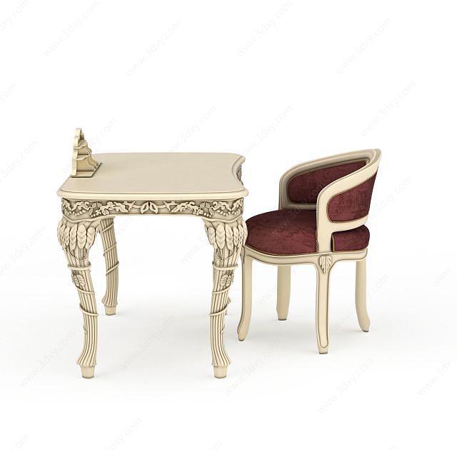 欧式风格桌椅组合3D模型