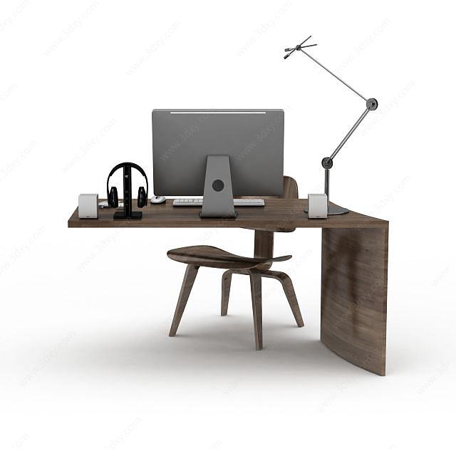 办公电脑桌椅3D模型