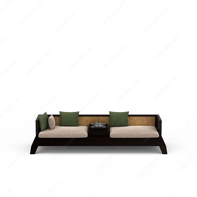 中式木质沙发3D模型