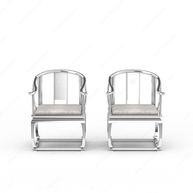 金属质感椅子组合3D模型