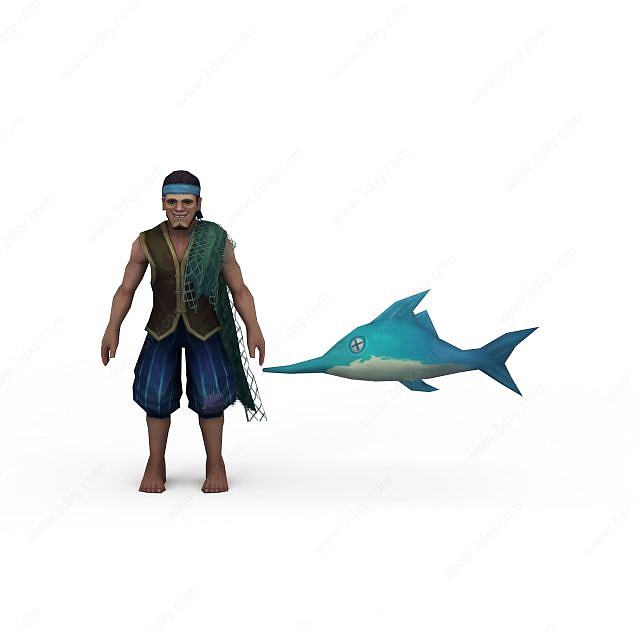 游戏角色渔民3D模型