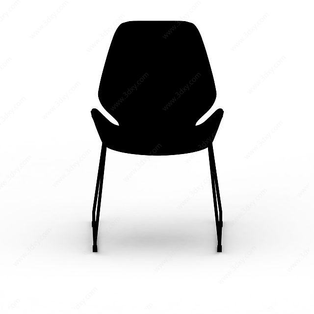 现代黑色靠背椅3D模型