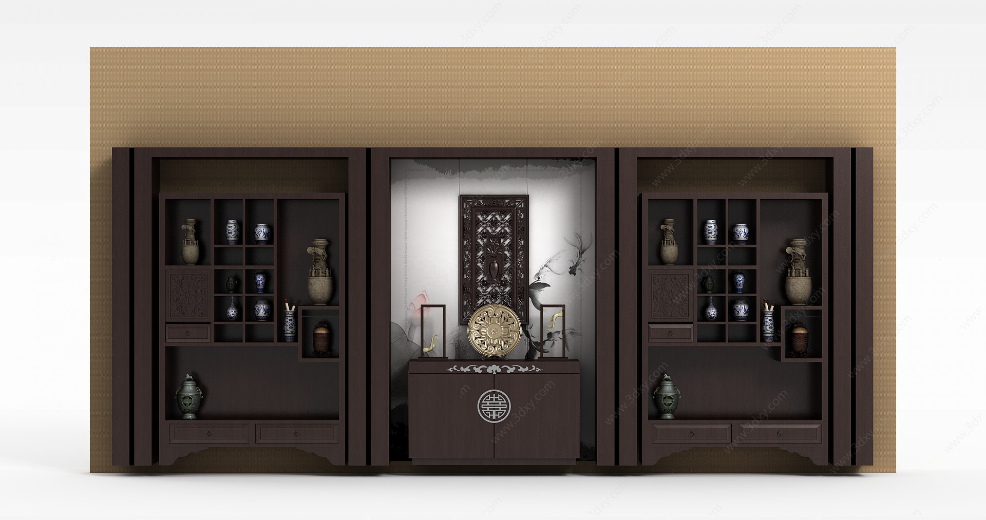 新中式红酒展柜3D模型