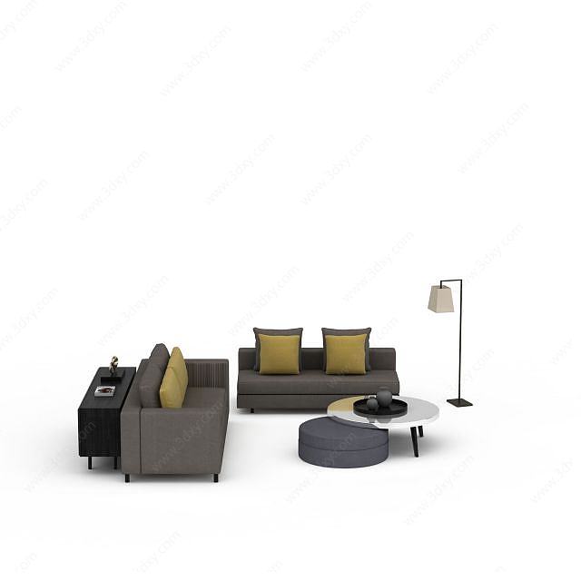 室内沙发茶几组合3D模型